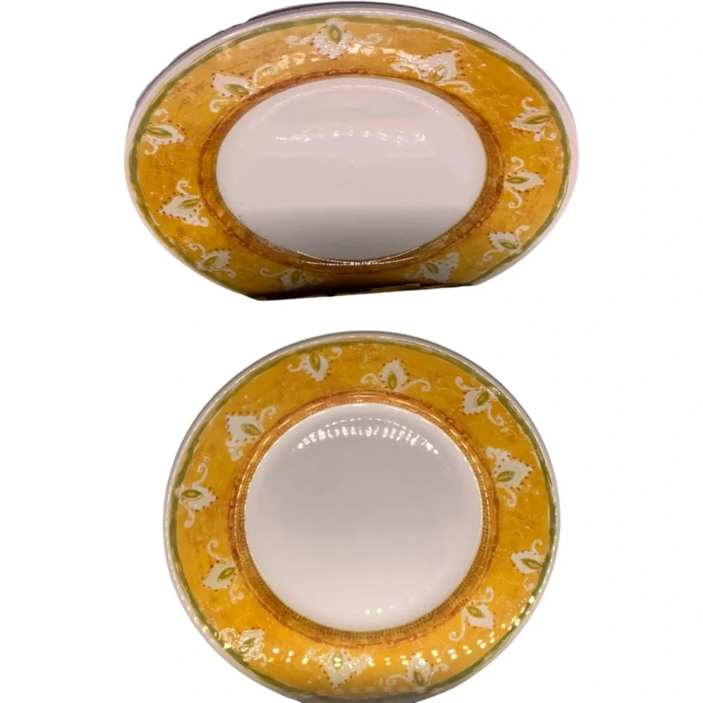 Set of 2 Pier One Moroccan Antiqued Gold DINNER Plates 10.5
